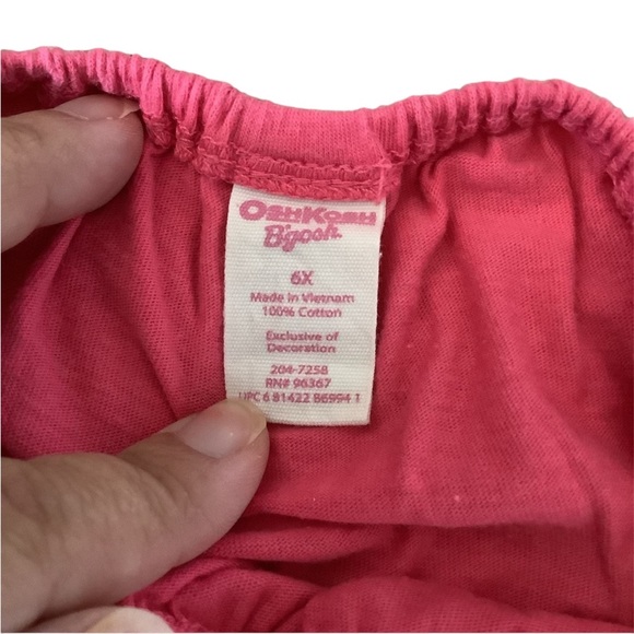 BOGO 🥳 Oshkosh B’gosh cap sleeve tank top shirt / girls 6X / pink embroidered - Picture 3 of 5